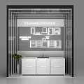Whole House Custom Background Wall Design Display With Storage Cabinets White Countertop And Green Plant