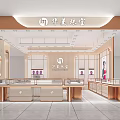 Luxurious Jewelry Store Interior With Glass Display Cases Golden Counters And Bright Lighting