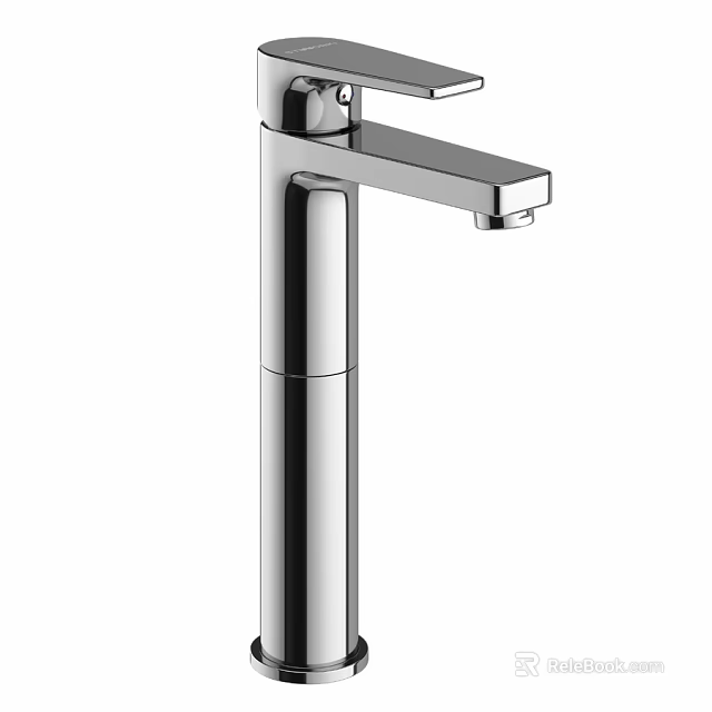 Modern Chrome Kitchen Faucet with Single Handle and Tall Spout Design 3d model 