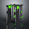 Multifunctional Home Gym Training Rack With Black Frame And Green Accents