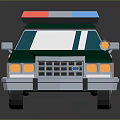 Green Police Car With Red And Blue Lights 3D Cartoon Style Design And Side Badge