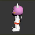 Cute Doll With Pink Head White Horns Big Black Eyes And Red Heart