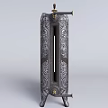 Vintage Cast Iron Radiator With Ornate Patterns And Brass Fittings