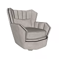 Elegant Light Gray Single Sofa Featuring Scalloped Back Wide Armrest And Comfortable Cushion 3d model