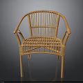 Rattan Furniture Chair With Woven Back Armrests And Casual Seating Design