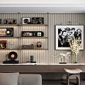 Modern Home Decorative Ornament Combination With Display Shelves Vinyl Records And Artwork