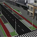 Modern Commercial Street Design With Contemporary Architecture Storefronts Crosswalk And Street Lights