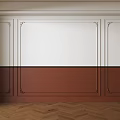 Elegant Bed Accent Wall With Two Tone Wainscoting And Molding 3d model