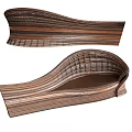 Outdoor Sofa With Wooden Stripes Curved Design And Woven Structure For Garden Use
