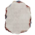 Unique Shaped Decorative Area Rug With Beige Base Irregular Red Blue Edges And Layered Patterns 3d model