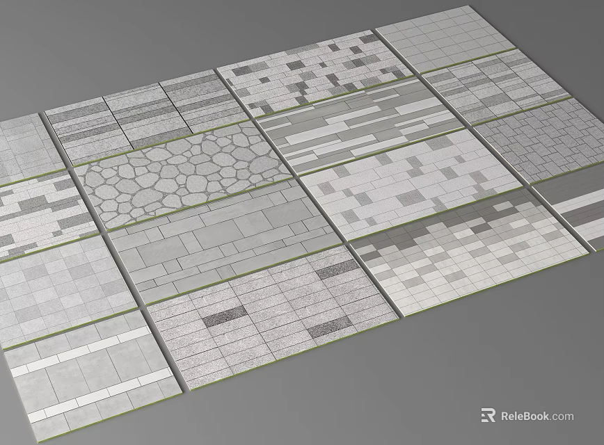 Collection Of Various Patterned Tile Samples With Different Textures And Designs 3d model 
