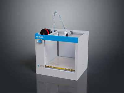 ELEGOO White 3D Printer With Blue Accent Printing Platform Nozzle And Control Panel 3d model