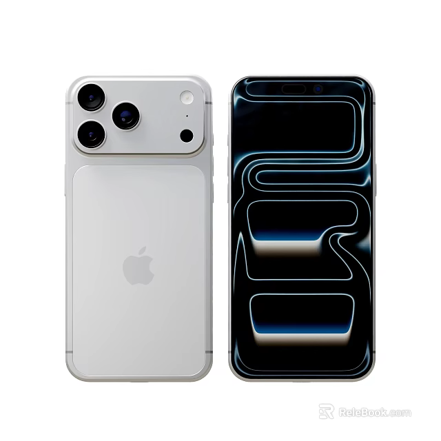 Apple Smartphones Silver And Black Models With Triple Camera And Blue Wave Design 3d model 