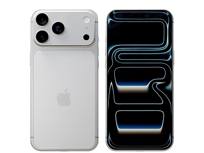 Apple Smartphones Silver And Black Models With Triple Camera And Blue Wave Design 3d model