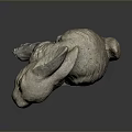 Detailed Sitting Rabbit Sculpture With Textured Surface And Natural Stone Finish
