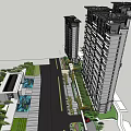 Modern High Rise Residential Buildings With Greenery And Community Facilities