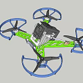 Green And Blue Quadcopter Drone With Four Propellers And Protective Guards 3d model