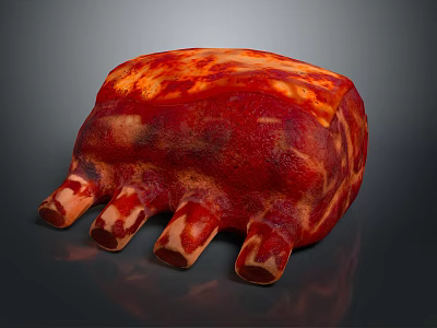 Fresh Raw Bone In Ribs With Red And Yellow Marbling Texture 3d model