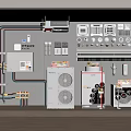 Air Conditioner Fan Display Featuring Various Units Pipes Controllers And Accessories 3d model