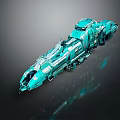 Turquoise Futuristic Spaceship with Advanced Mechanical Structure for Interstellar Cosmic Exploration Missions 3d model