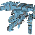 Game and Movie Mech Character Blue Gray With Mechanical Arm Weapon and Joint Design