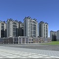 New Chinese Commercial Street High-rise Residential District Commercial Street 3d model