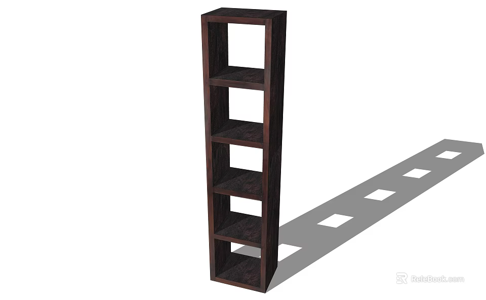 Tall Dark Colored Wooden Bookshelf With Multiple Open Shelves And Sleek Design 3d model 