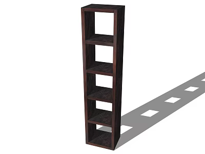 Tall Dark Colored Wooden Bookshelf With Multiple Open Shelves And Sleek Design 3d model