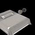 Modern Minimalist Double Bed With Light Gray Linen Bedding And Simple Design 3d model