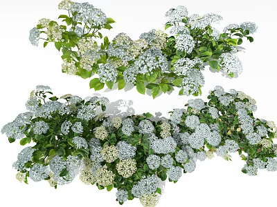 Decorative White Green Flower Bouquet With Small Blooms And Lush Leaves For Home Decor 3d model