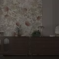 Modern Wooden Entryway Cabinet And Sideboard Interior With Drawers Plants Mirror And Lamp