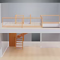 Miniature Building Model With Wooden Balcony Railing And Staircase Design