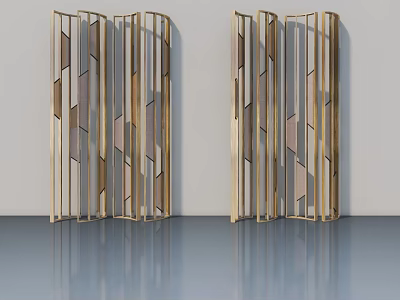 Modern Wooden Swing Door Design With Geometric Patterned Panels And Frame 3d model