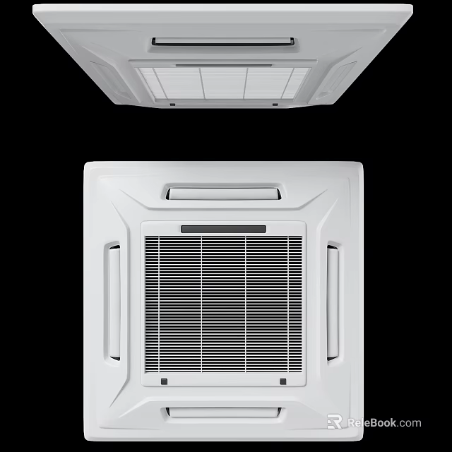 White Built-in Air Conditioner Fan With Modern Grille And Front Top View 3d model 
