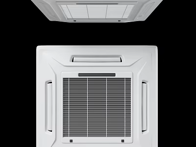 White Built-in Air Conditioner Fan With Modern Grille And Front Top View 3d model