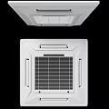 White Built-in Air Conditioner Fan With Modern Grille And Front Top View