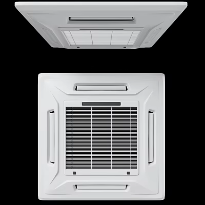 White Built-in Air Conditioner Fan With Modern Grille And Front Top View 3d model