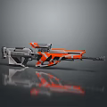 Futuristic Orange And Gray Weapon With Modern Scope And Reflective Surface 3d model