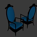 Modern Dining Chairs With Blue Cushion Backrest And Black Frame Design