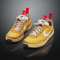Yellow Nike Casual Shoes With White Laces Red Tongue Tags And White Swoosh