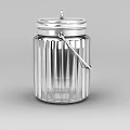 Silver Metal Locker With Lid Handles And Vertical Stripes Design