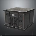 Industrial Metal Structure With Rustic Roof Crossed Door Riveted Panels And Wheels