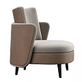 Modern Accent Chair With Light Gray And Brown Upholstery Soft Armrests And Slim Legs