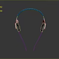 Modern Headphones With Blue Headband White And Black Ear Cups And Reflective Surface