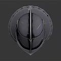 Medieval Knight Helmet With Face Guard Neck Protection And Rivet Decorations On Dark Background