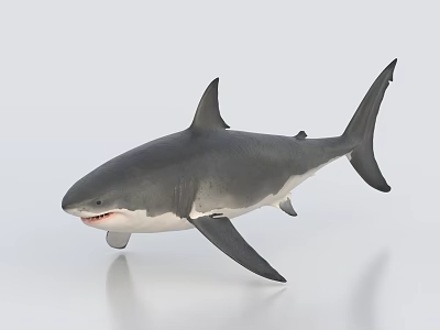 Realistic Aquatic Animal Shark Model Figure with Lifelike Features on White Background 3d model