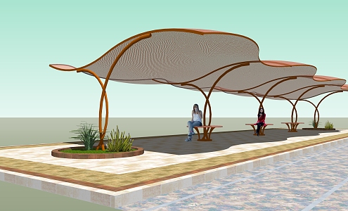 Modern Pavilion Street Leisure Pavilion 3d model