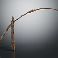 Handmade Wooden Tool With Rope Bound Tripod Structure And Hanging Hook Design 3d model