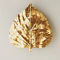Gold Leaf Shaped Decorative Wall Lamp With Metallic Texture For Interior Decor 3d model