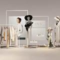 Stylish Floral Display For Fashion Retail Store With Mannequins Clothing And Decor